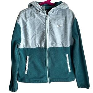 Nike Dri-Fit Girls Teal Full Zip Training Hoodie Jacket Color Block Size Medium